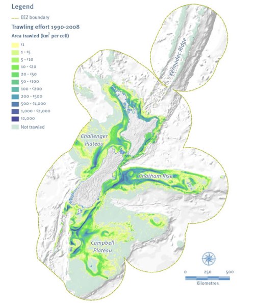 Cumulative area trawled by TCEPR vessels, 1990–2008. http://www.mfe.govt.nz/environmental-reporting/report-cards/seabed-trawling/2010/